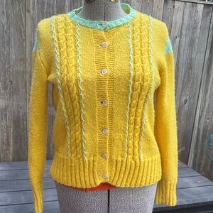 Yellow and mint Green Women's Sweater